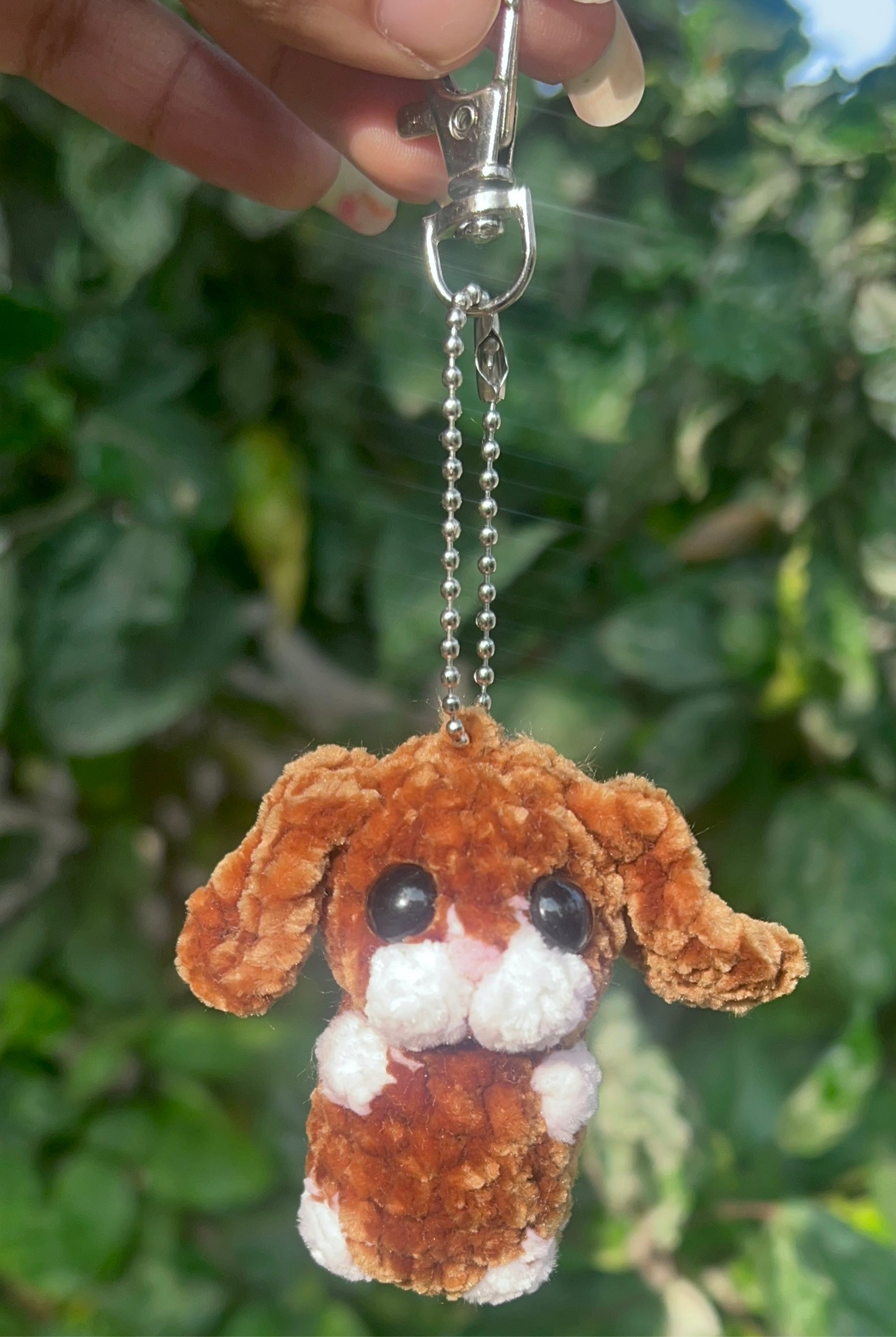 Handmade Bunny Keychain in India (brown)