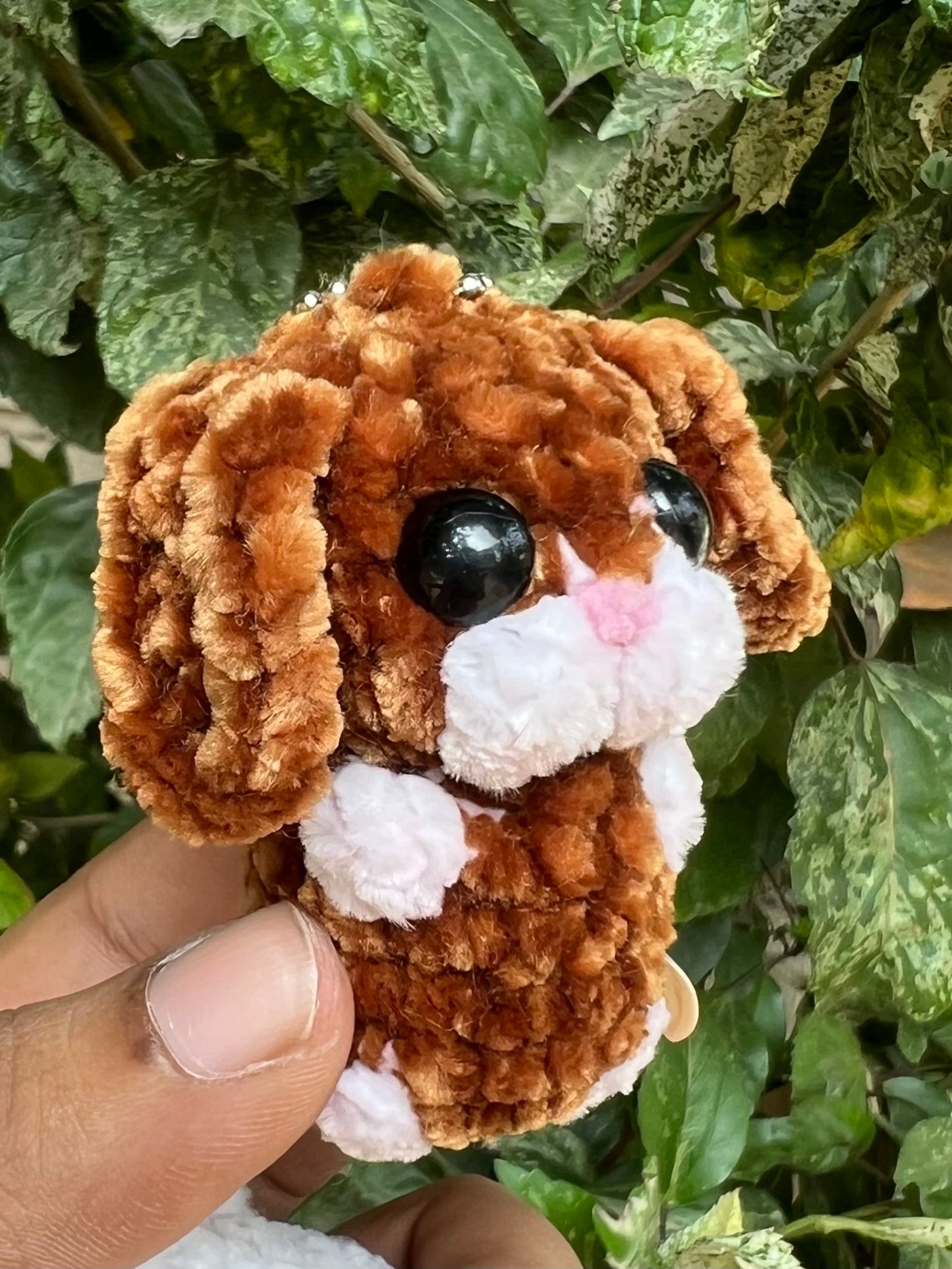 Handmade Bunny Keychain in India (brown)