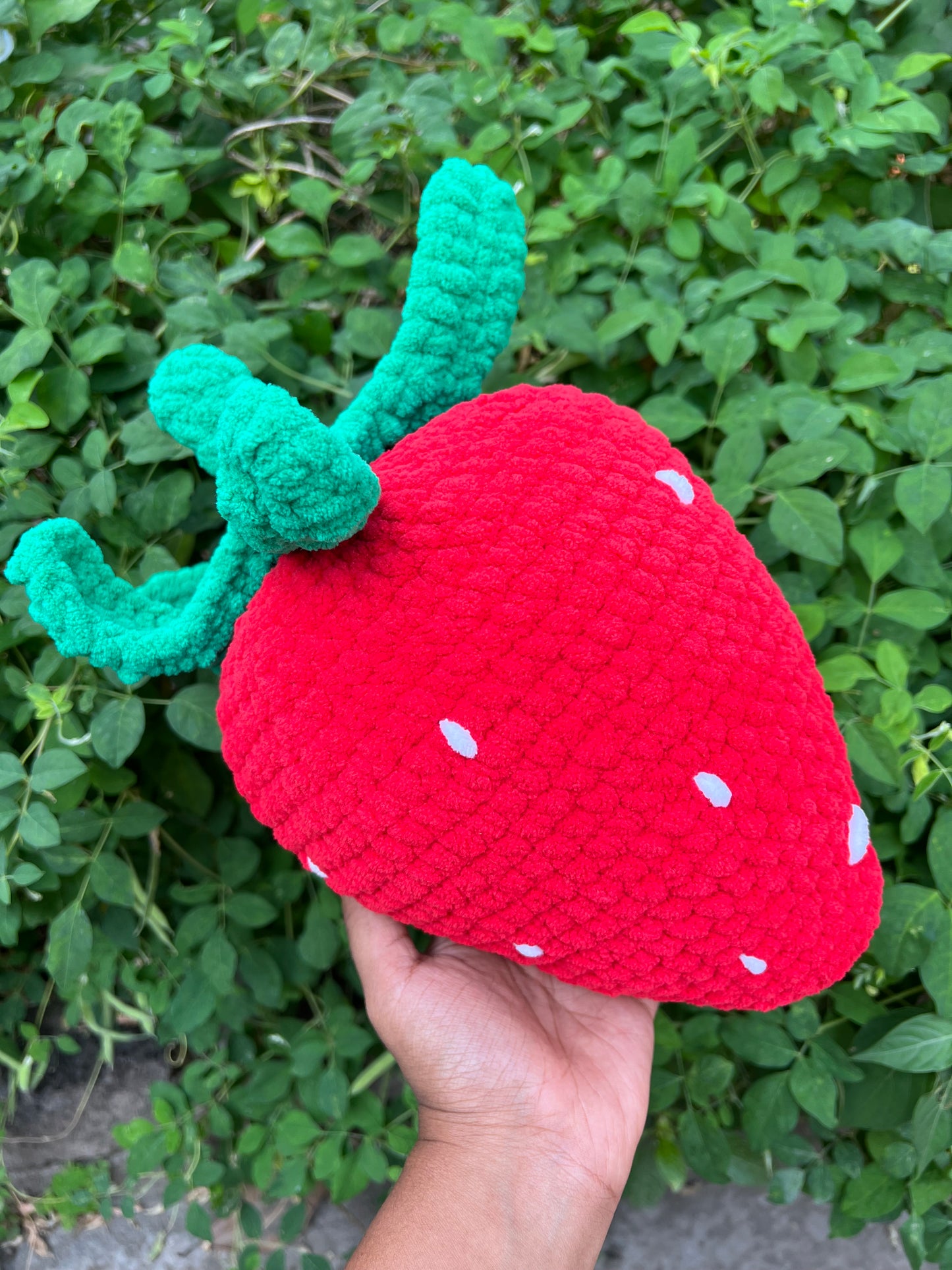 Handmade Jumbo strawberry plush pillow  in India (red)