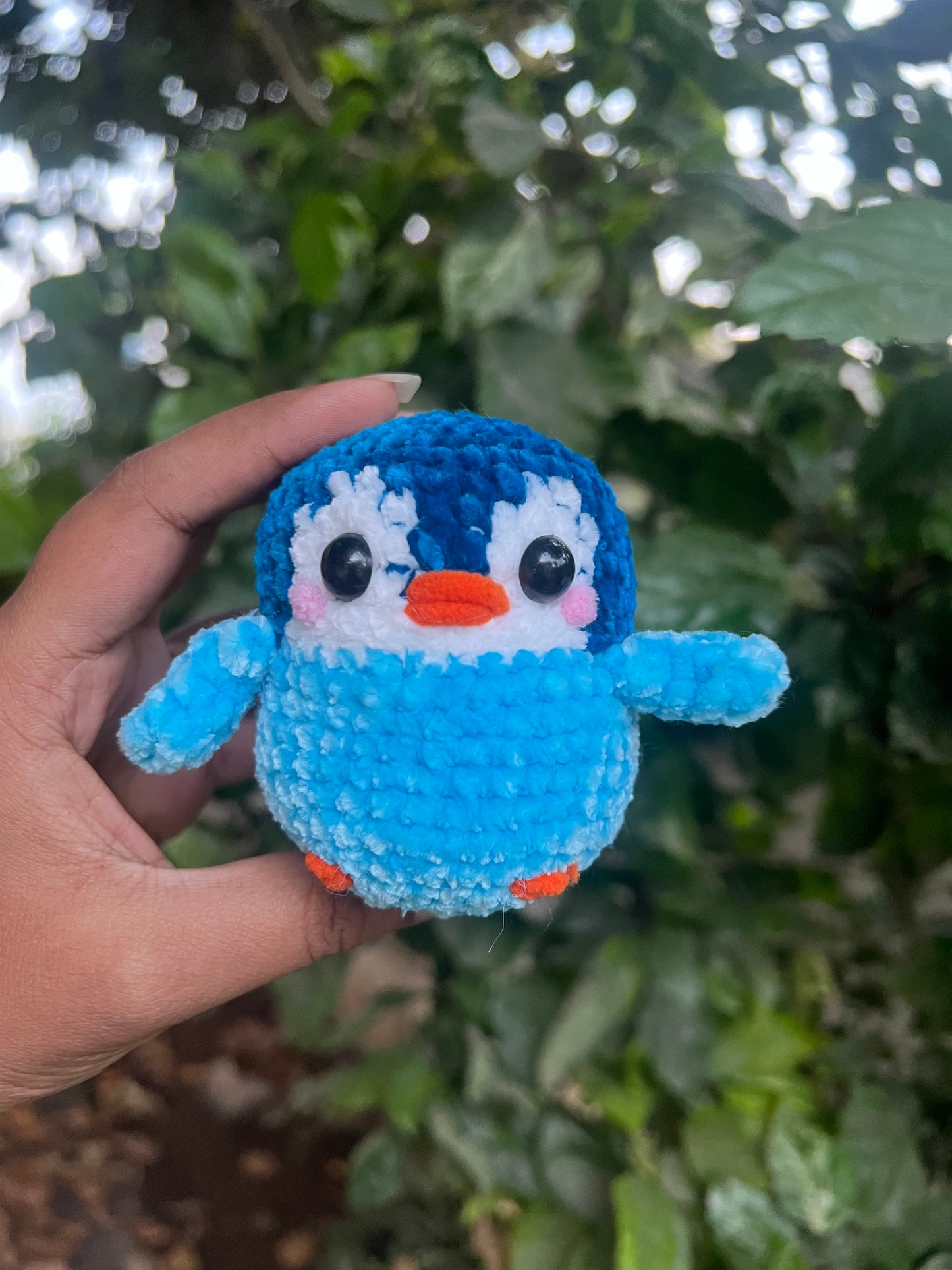 Handmade crochet penguin collectible plushie doll in India (blue,white)