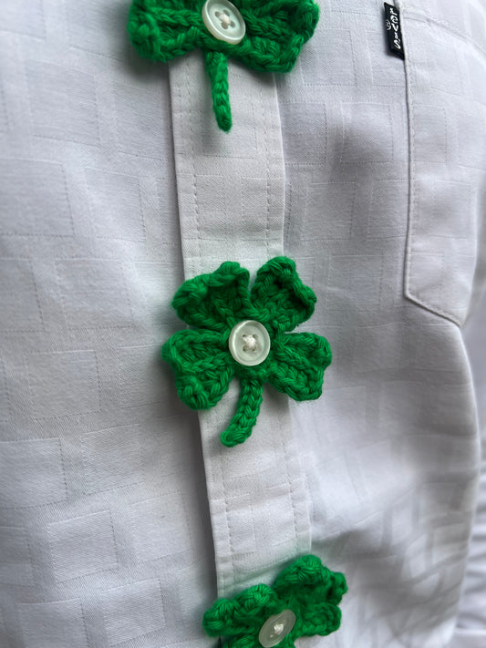 Lucky four clover leaf crochet button accessory (handmade)
