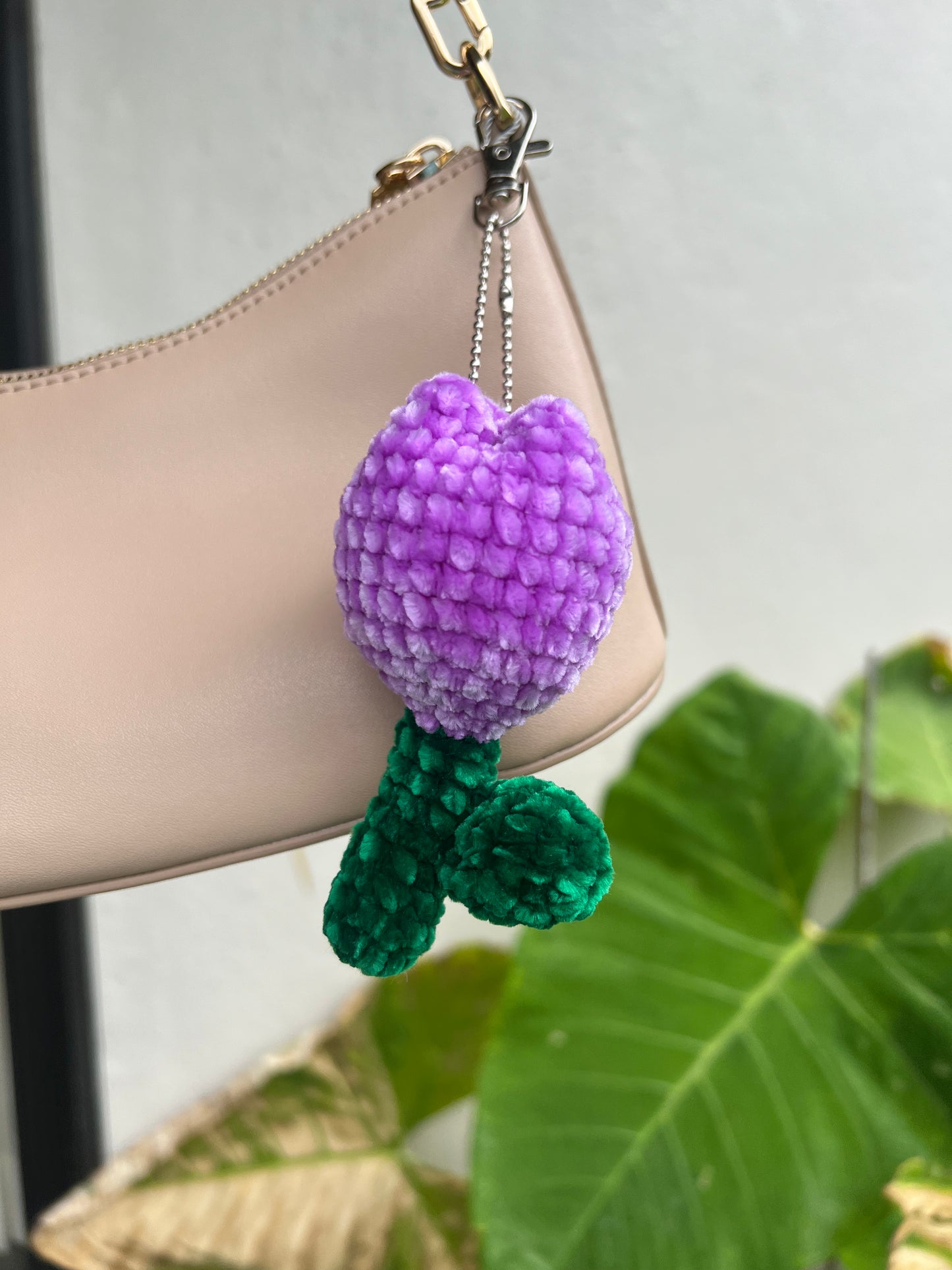 Handmade tulip keychain / bag charm in India