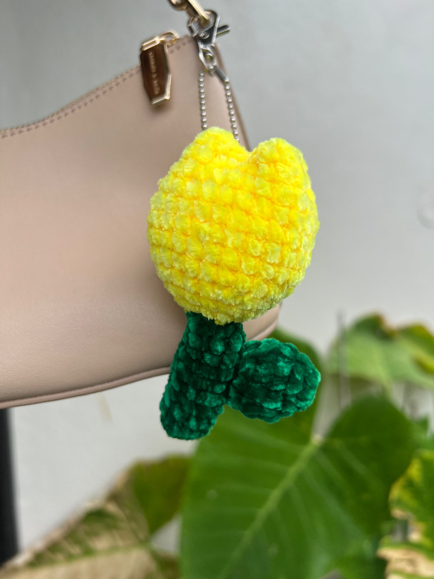 Handmade tulip keychain / bag charm in India