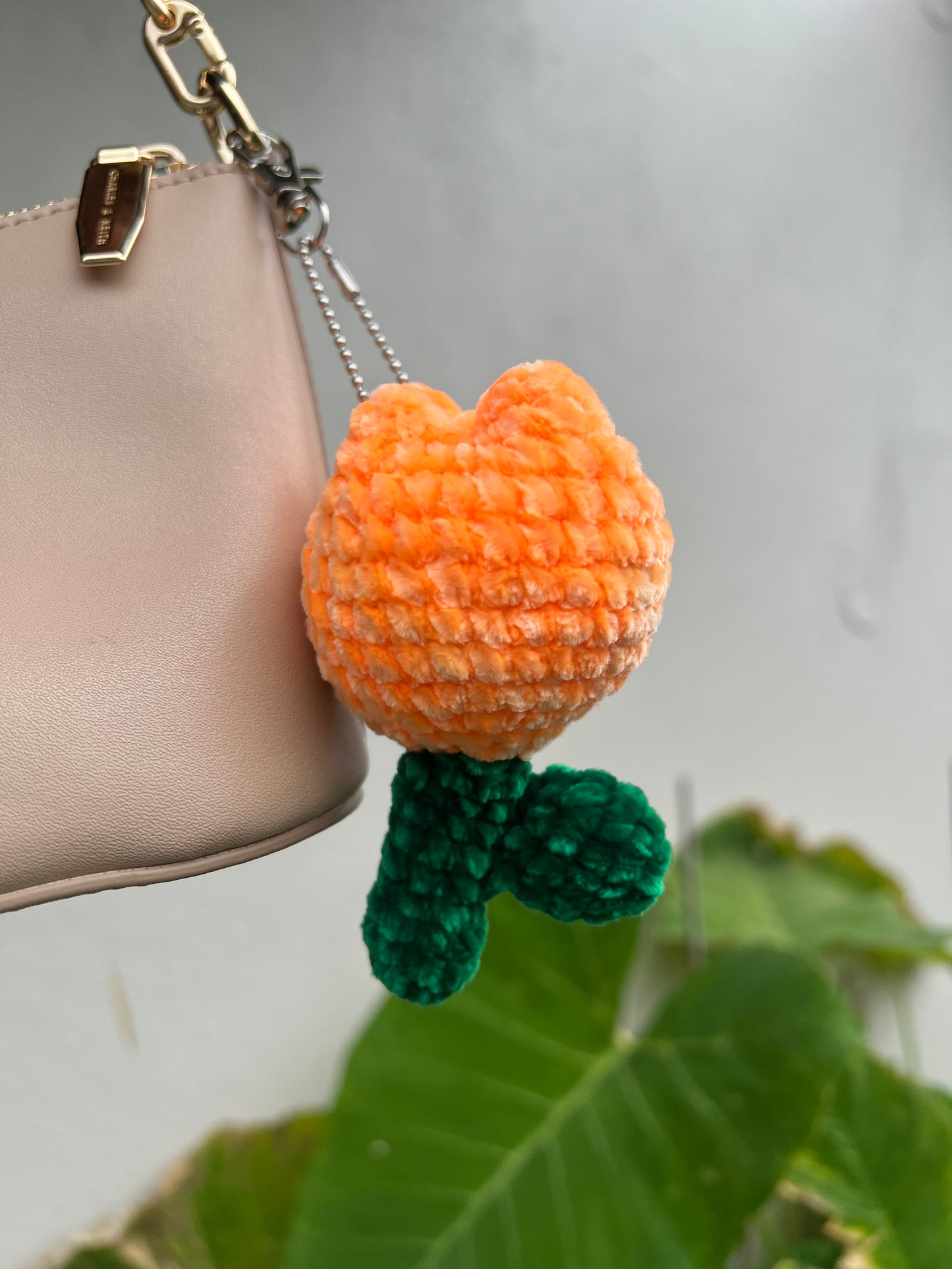 Handmade tulip keychain / bag charm in India
