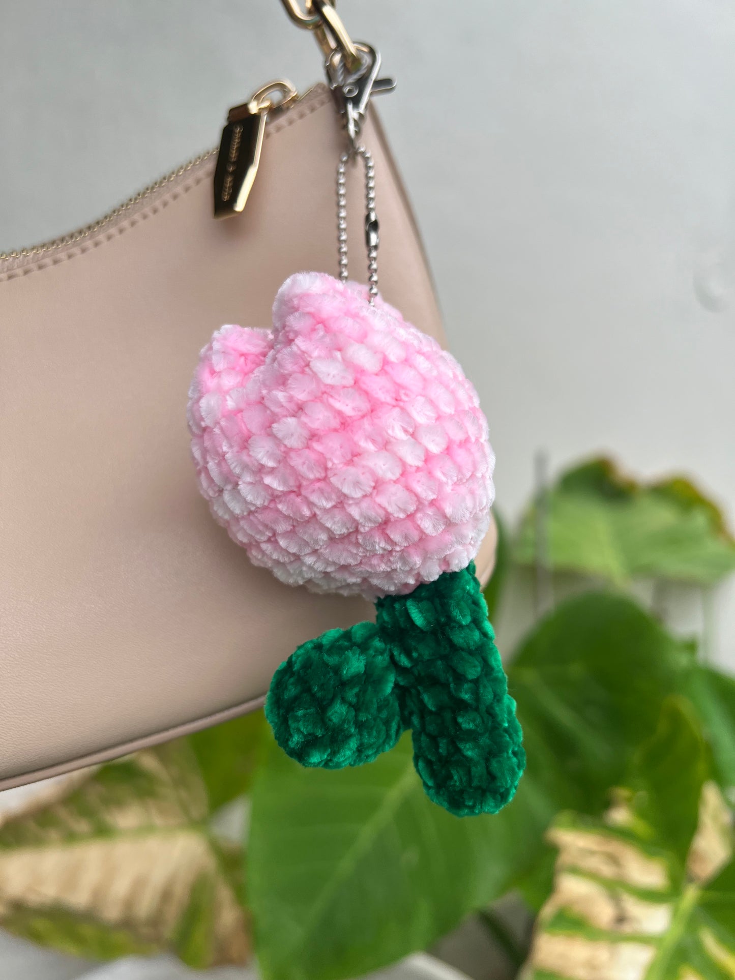 Handmade tulip keychain / bag charm in India