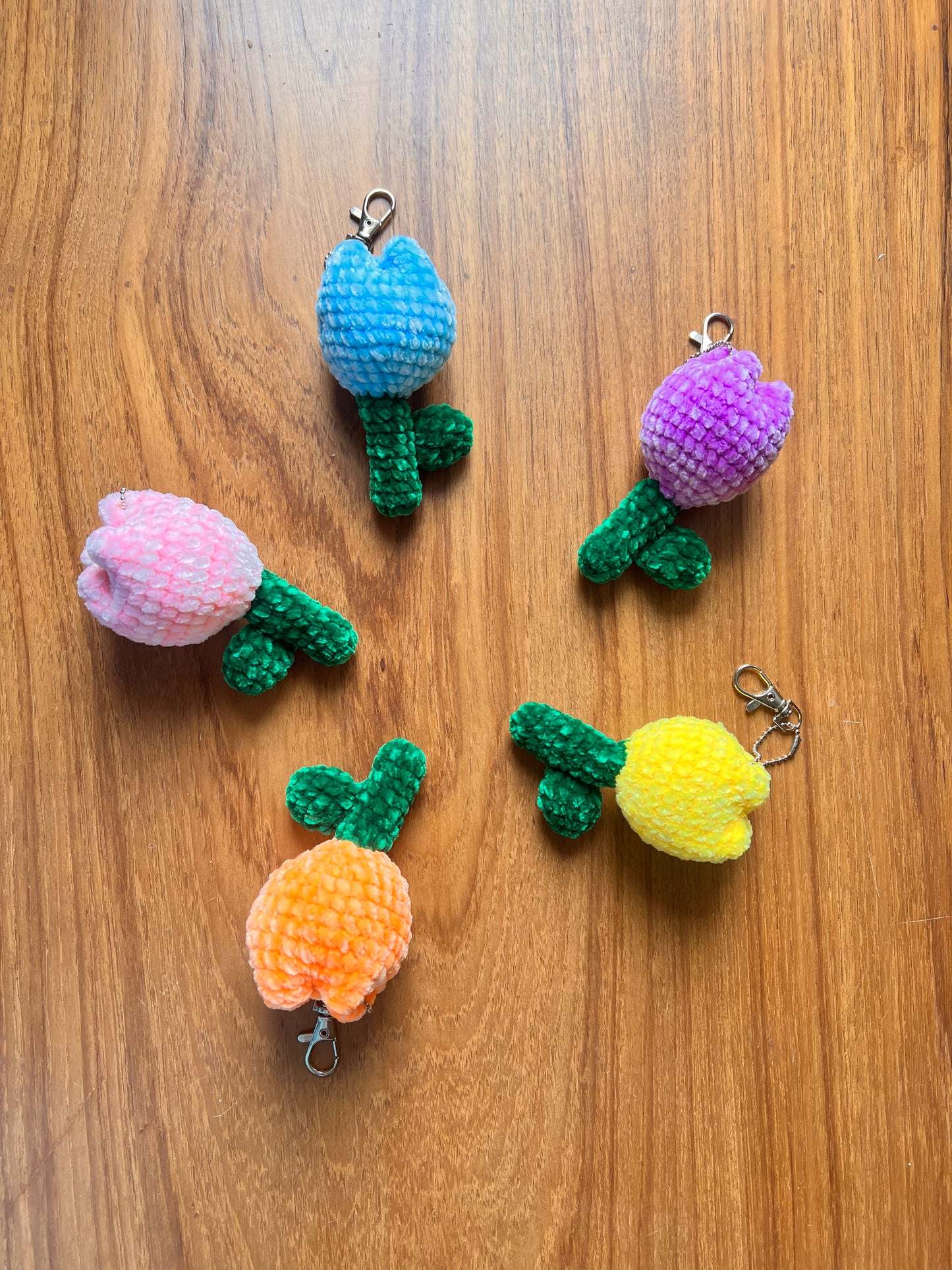 Handmade tulip keychain / bag charm in India