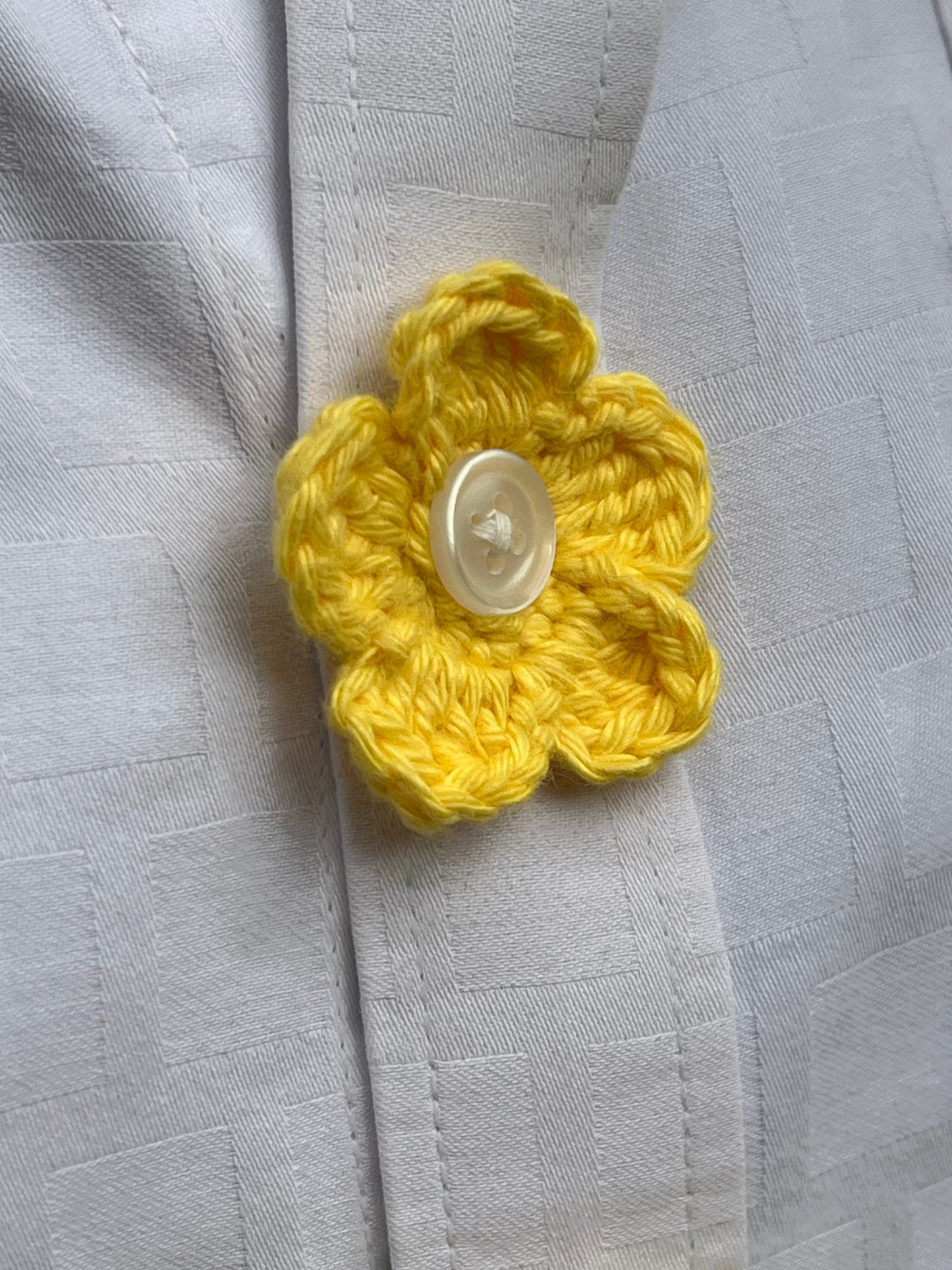 Yellow flowers crochet button accessory (handmade)