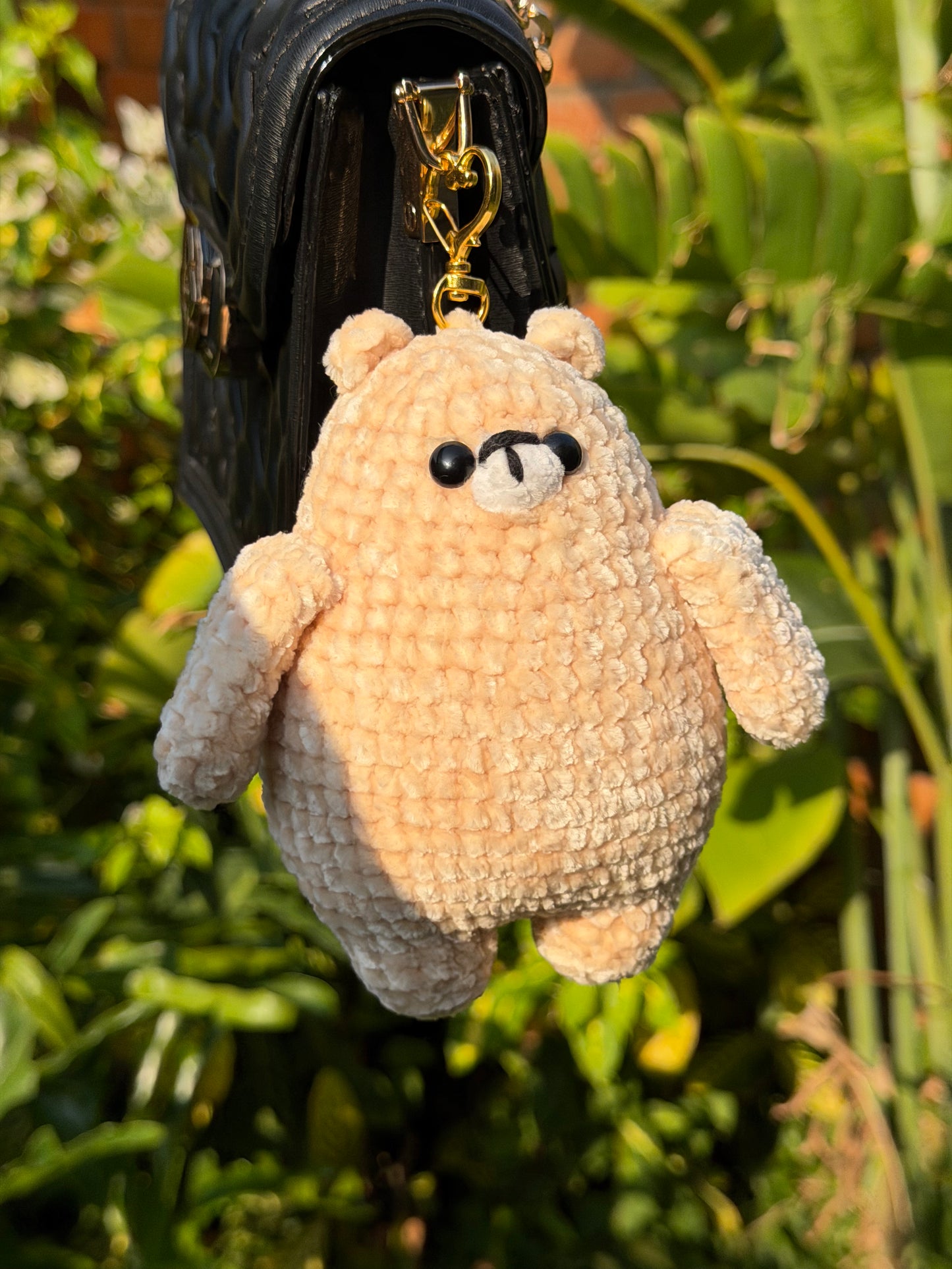 Chonky polar bear handmade crochet bag charm keychain in India